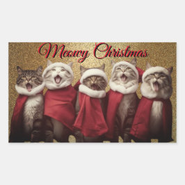 Singing Cats Sticker Rektangulärt Klistermärke