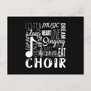 Singing Choir Chorus Choral Musik noter Clef Gift Vykort