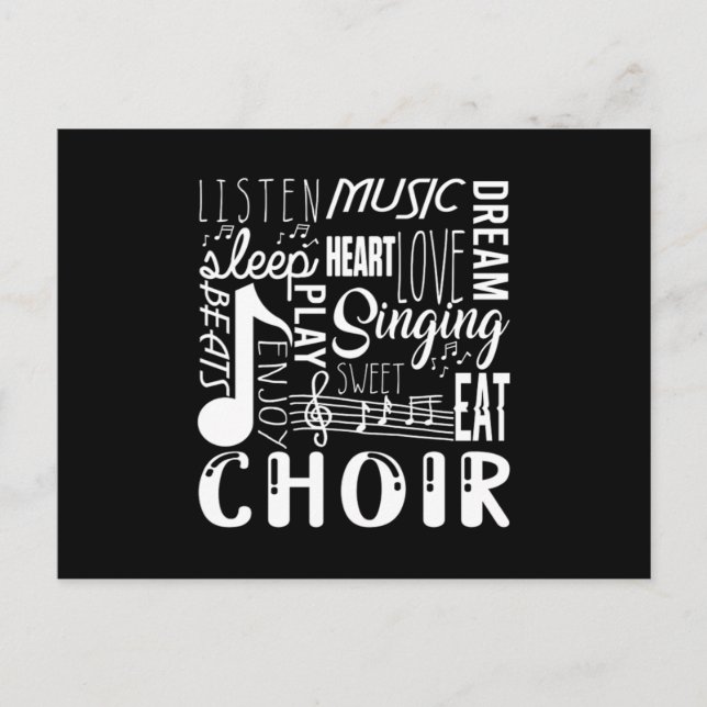 Singing Choir Chorus Choral Musik noter Clef Gift Vykort (Framsida)