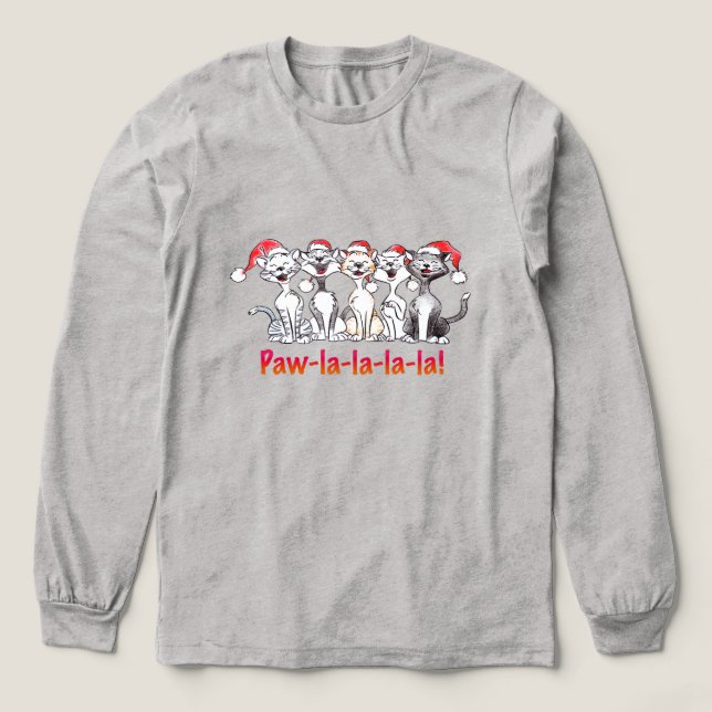 Singing Christmas Cats with Santa Hats T Shirt (Design framsida)