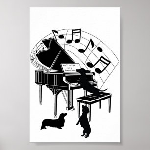 Singing Dachshund Piano Print Poster Pappert (proj