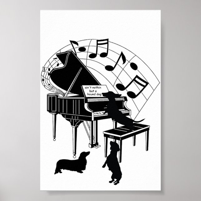 Singing Dachshund Piano Print Poster Pappert (proj (Framsidan)