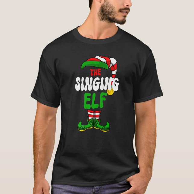 Singing Elf Pajama Matching Group jul Holida T Shirt (Framsida)