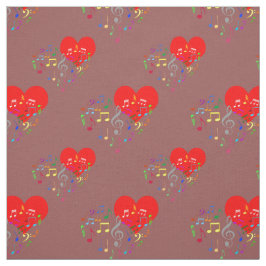 Singing Heart Mönster. Röda hörn, färgstarka antec Tyg