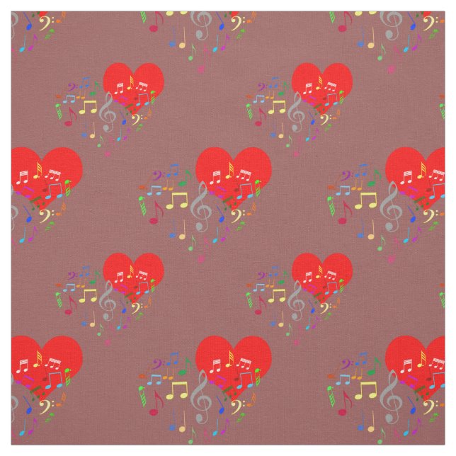 Singing Heart Mönster. Röda hörn, färgstarka antec Tyg (Provkarta)