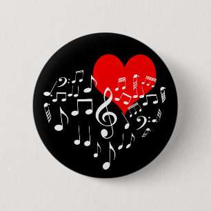 Singing Heart one-of-a-sort-romantisk svart Knapp