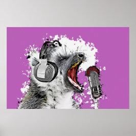 Singing Lemur Tecknad Art Poster