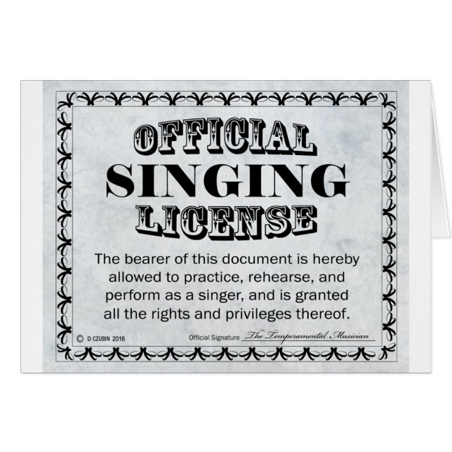Singing Licence Hälsningskort (Framsidan Horizontal)