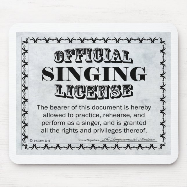 Singing Licence Musmatta (Framsidan)