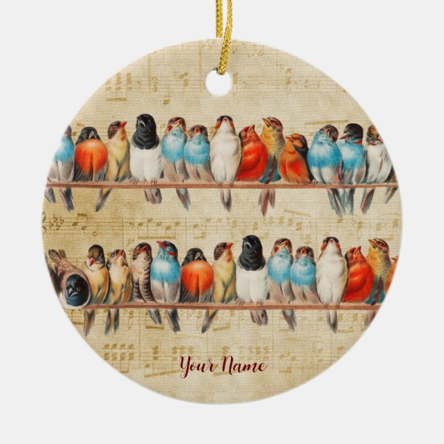 Singing och chirping julgransprydnad keramik (Framsidan)