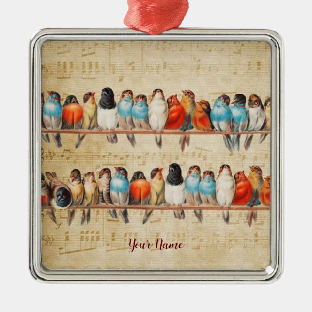 Singing och chirping julgransprydnad metall (Framsidan)