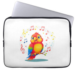 **Singing Parrot – Cute Parrot Singing Illustratio Laptop Fodral