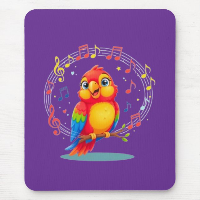 **Singing Parrot – Cute Parrot Singing Illustratio Musmatta (Framsidan)