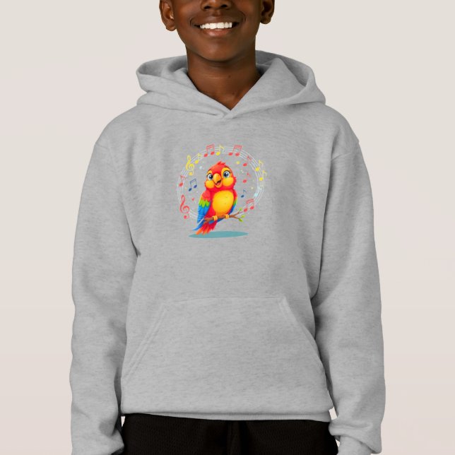 **Singing Parrot – Cute Parrot Singing Illustratio T Shirt (Framsida)