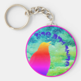 Singing Rainbow Bird med din text Nyckelring