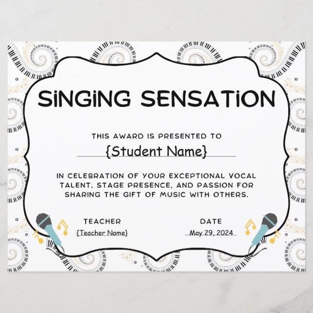 Singing Sensation Student Recognition Award (Framsida)