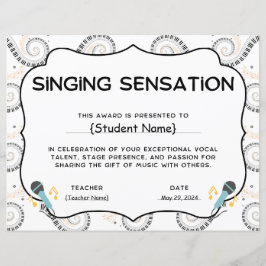 Singing Sensation Student Recognition Award