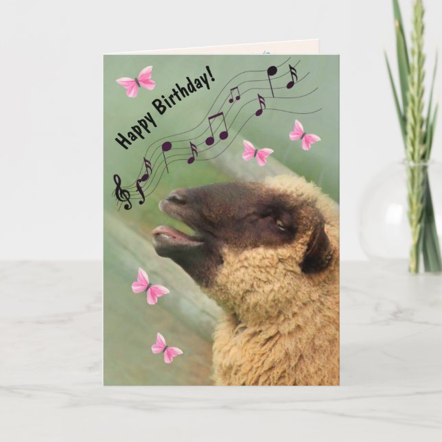 Singing Sheep Grattis på födelsedagen Kort (Framsida)