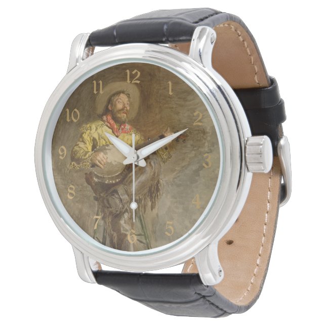 Singing Spain Cowboy w Banjo Spela Trail Sång Armbandsur (Vinklad)