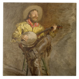 Singing Spain Cowboy w Banjo Spela Trail Sång Kakelplatta