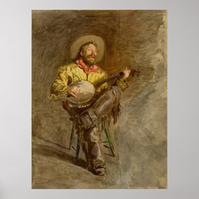 Singing Spain Cowboy w Banjo Spela Trail Sång Poster (Framsidan)