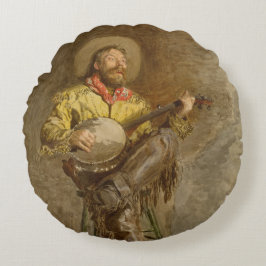 Singing Spain Cowboy w Banjo Spela Trail Sång Rund Kudde