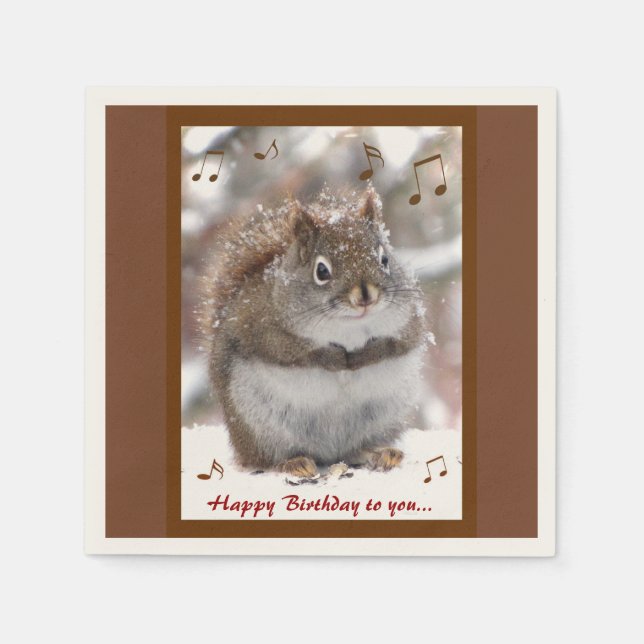 Singing Squirrel Birthday Napkins Pappersservett (Framsidan)