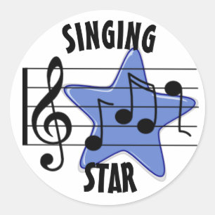 Singing Star Sticker Runt Klistermärke