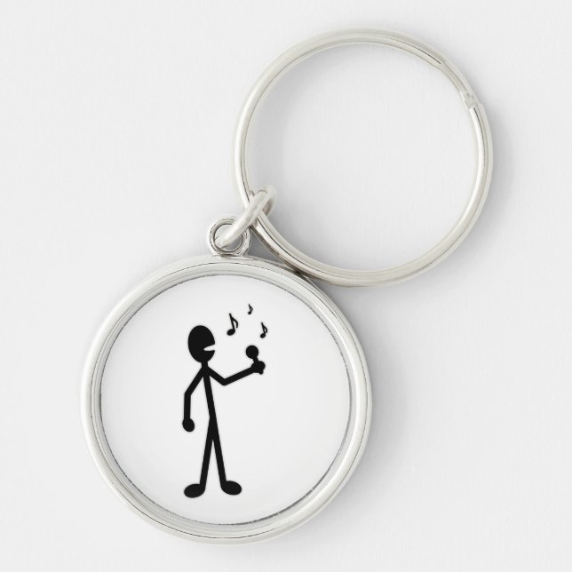 Singing Stick figur Rund Silverfärgad Nyckelring (Framsidan)
