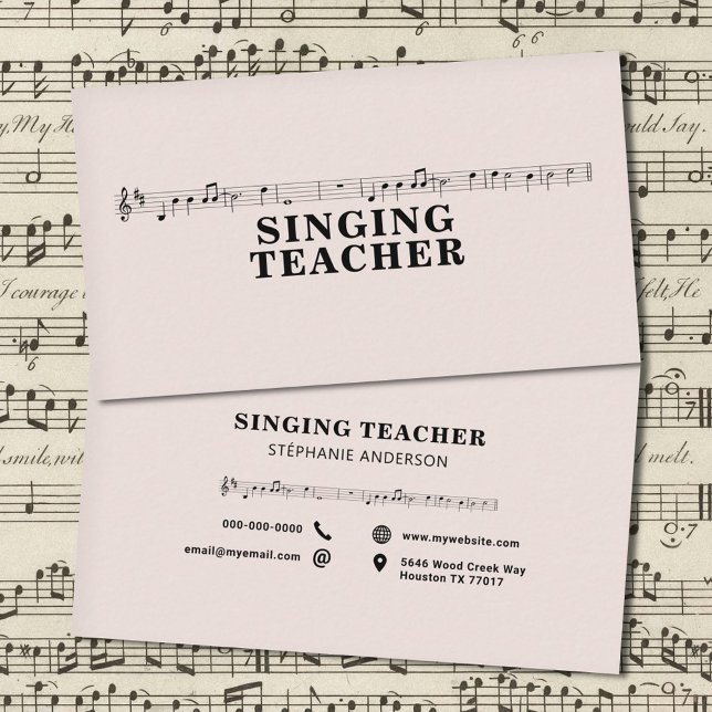 Singing Teacher - Music Lakan Visitkort (Singing Teacher - Music Sheet Business Card)