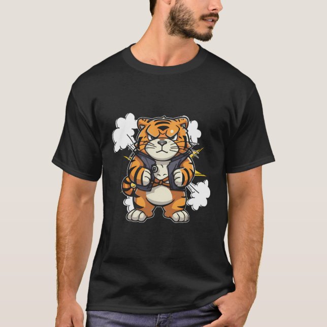 Singing Tiger Wildlife Animals Jungle T Shirt (Framsida)