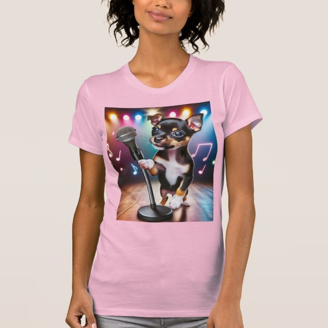 Singing Toy Rat Terrier T Shirt (Framsida)