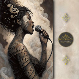 Singing Woman with Music Tattoos Decoupage