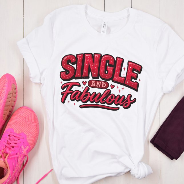 Single and Fabulous – Anti Valentine Modern Red T Shirt (Skapare uppladdad)