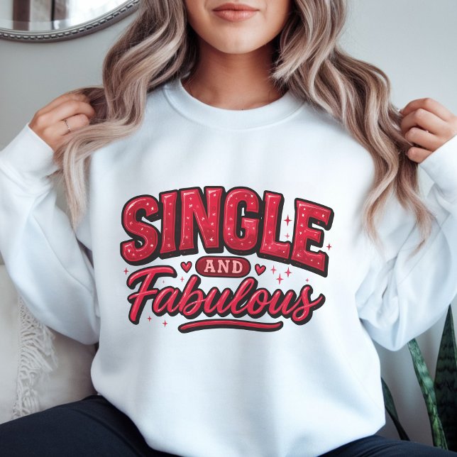 Single and Fabulous – Anti Valentine Modern Red  T Shirt (Skapare uppladdad)