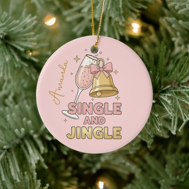 Single and Jingle Funny Christmas Ornament Gift (Träd)