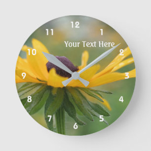 Single Black Eyed Susan Daisy Flower Rund Klocka