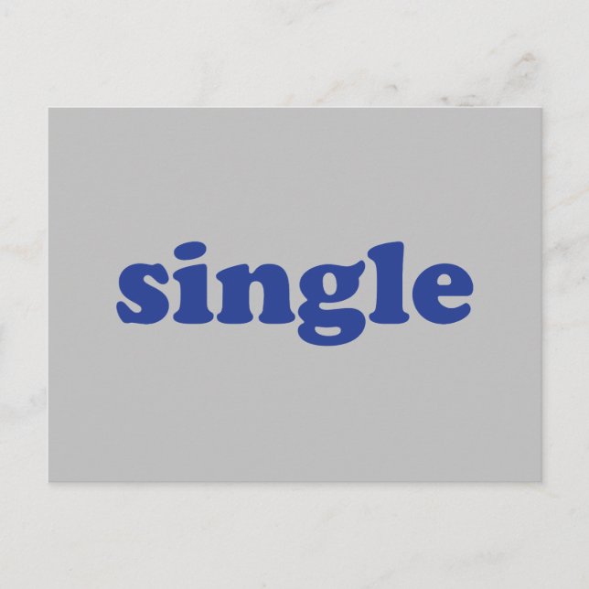 "single" blue brev grått vykort (Framsida)