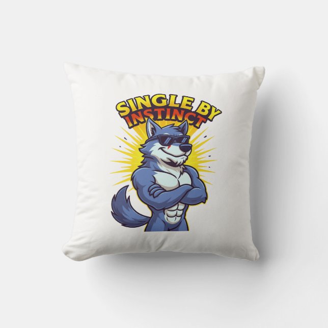 Single by Instinct – Cool Wolf Cartoon Funny Kudde (Framsida)