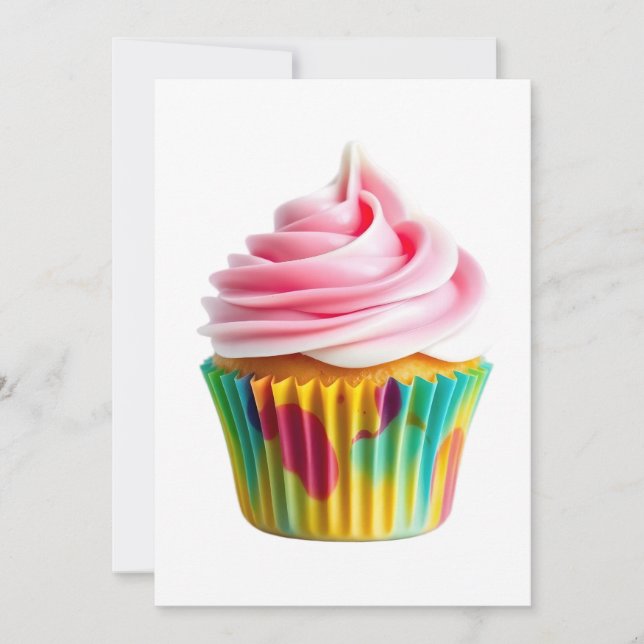 Single Cupcake with Pink and White Frosting Inbjudningar (Framsida)