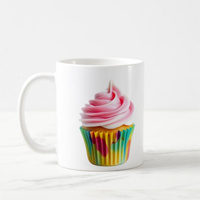 Single Cupcake with Pink and White Frosting Kaffemugg (Vänster)