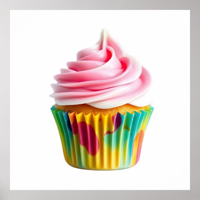 Single Cupcake with Pink and White Frosting Poster (Framsidan)