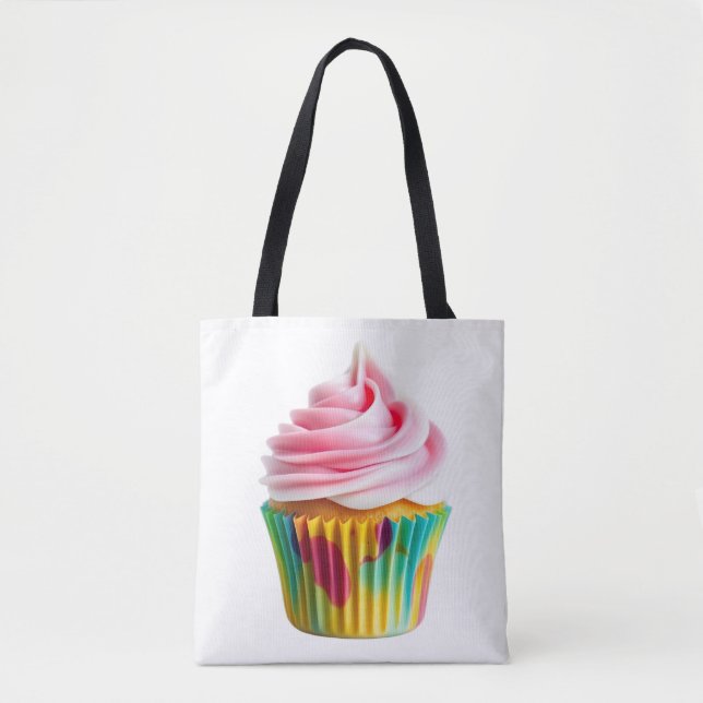 Single Cupcake with Pink and White Frosting Tygkasse (Framsida)