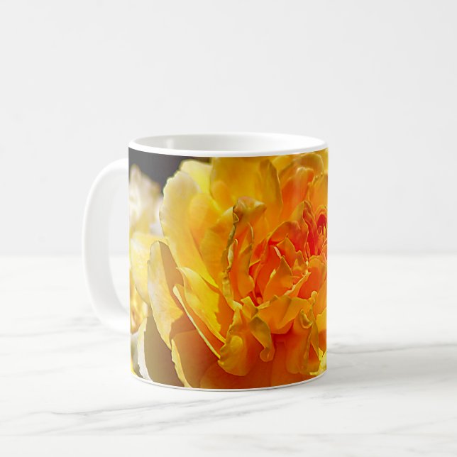 Single gul ros kaffemugg (Framsida vänster)