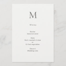 Single Initial Civil Wedding Menu Card Meny