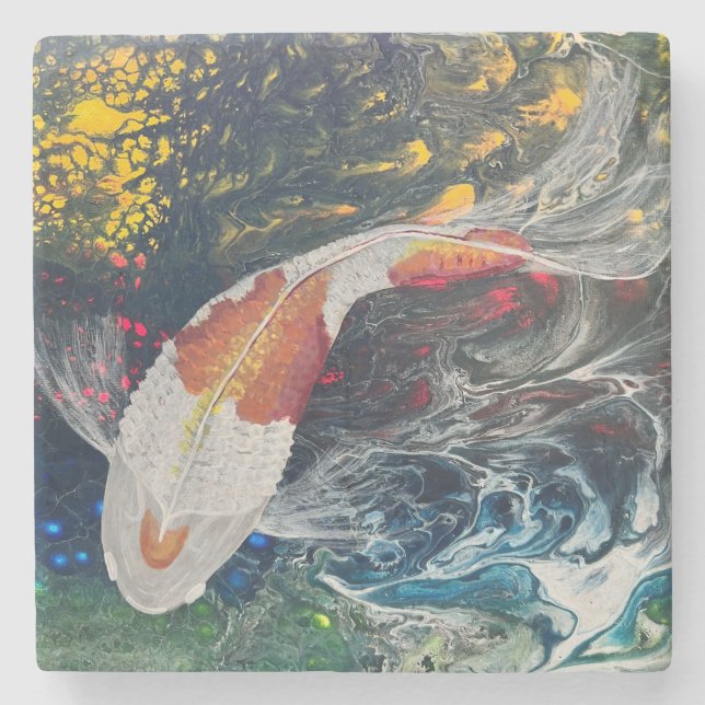 Single Koi on Coaster Stenunderlägg (Framsidan)
