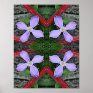 Single Lavender Clematis Flower Abstrakt Poster