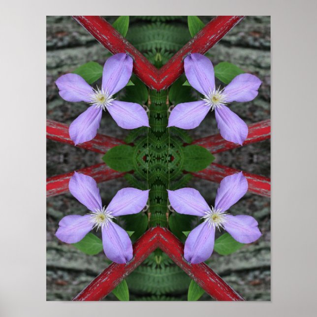 Single Lavender Clematis Flower Abstrakt Poster (Framsidan)