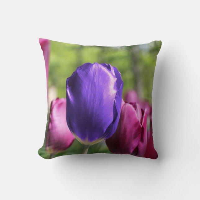 Single Lila Tulip Kudde (Framsida)