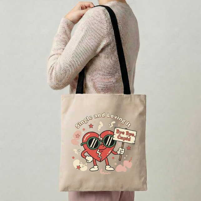 Single & Loving It Tote Bag Funny Single Life Gift Tygkasse (Skapare uppladdad)